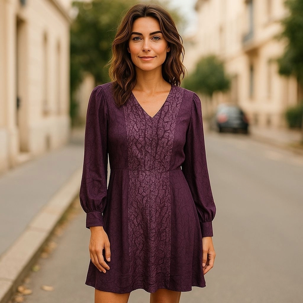 Elie tahari sz 10 purple snake print dress